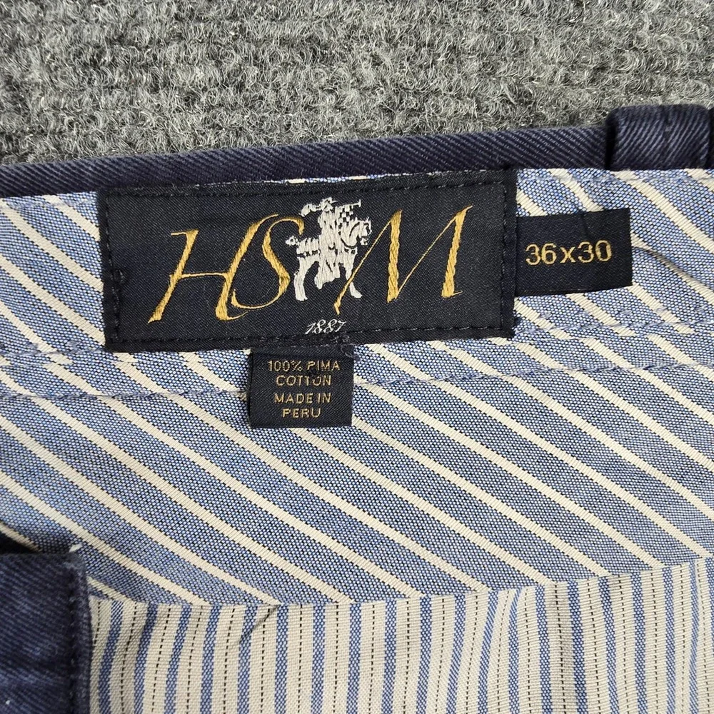 Hart Schaffner Marx Mens 36x30 Navy Blue Pima Cotton Flat Front Chino Pants